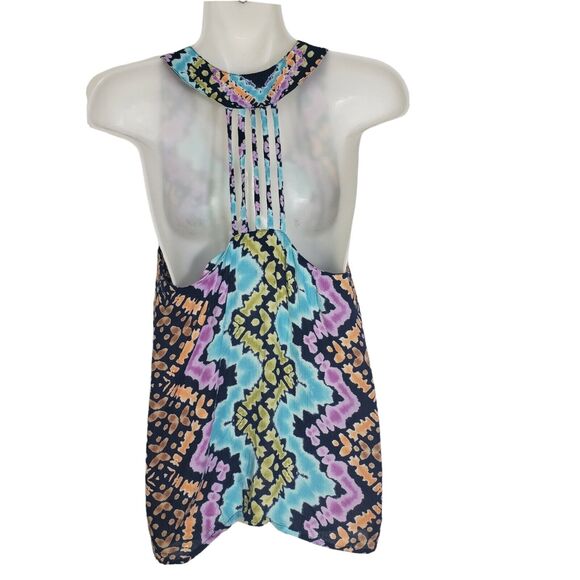 Aqua Tank Top Womens Size XS Printed Multicolor Racerback Printed 100% Rayon - Picture 2 of 8